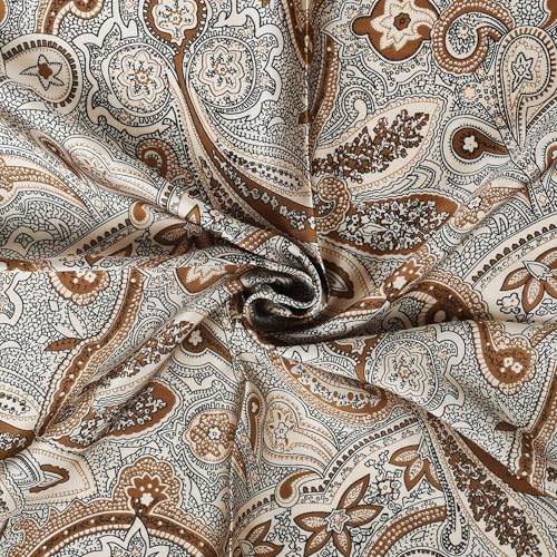 27" Head Scarf Like Satin Silk for Women,Hair Scarves Bandana,Headband Silk Feeling for Hair Wrap - color: White Brown