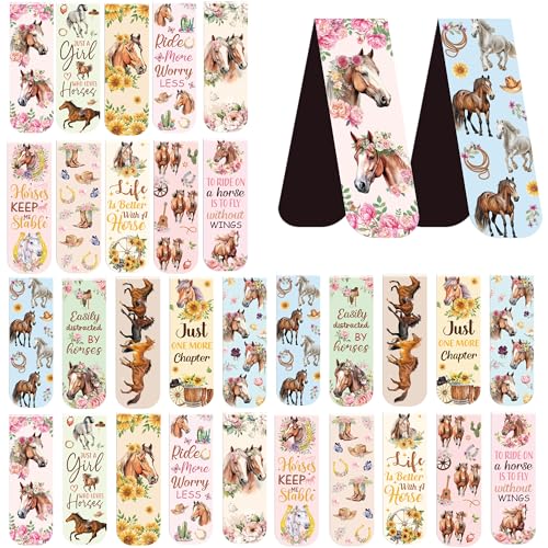 Horse Floral Magnetic Bookmarks, Western Book Marks for Reading - style: Watercolor Horse