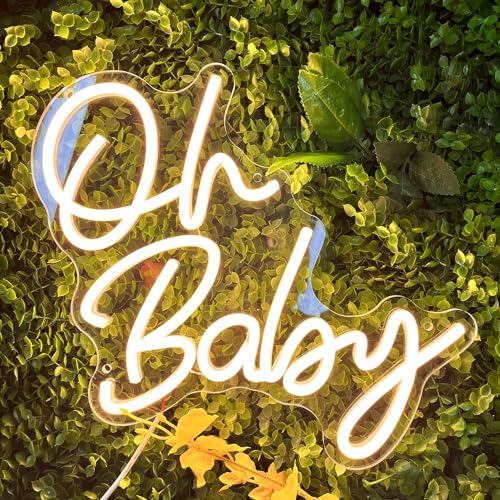 Oh Baby Neon Signs for Wall Decor USB Powered LED Light Up Sign for Baby Shower Birthday Party Gender Reveal Christening Day Decor 1st Birthday Backdrop - color: Warm White-02