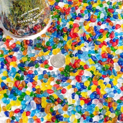 Sea Glass Pebbles 6–9mm – Frosted Irregular Tumbled Glass for Vase Fillers, Aquarium Gravel & Resin Art | Decorative Frosted Stones for DIY Crafts
