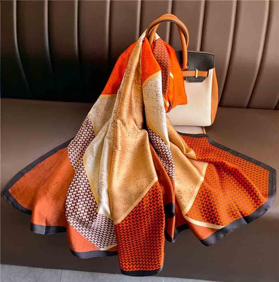 Xyueanlo Scarfs for Women Lightweight Scarves Fashion Print Floral Pattern Head Scarf Wraps Shawls - color: Orange Black