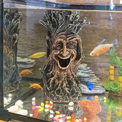 Tfwadmx Fish Tank Decoration Tree Trunk Aquarium Statue Hollow Stump Root Terrarium Reptile Hideout Accessories Ornament for Hermit Crabs Crayfish Sucker Fish Guppy
