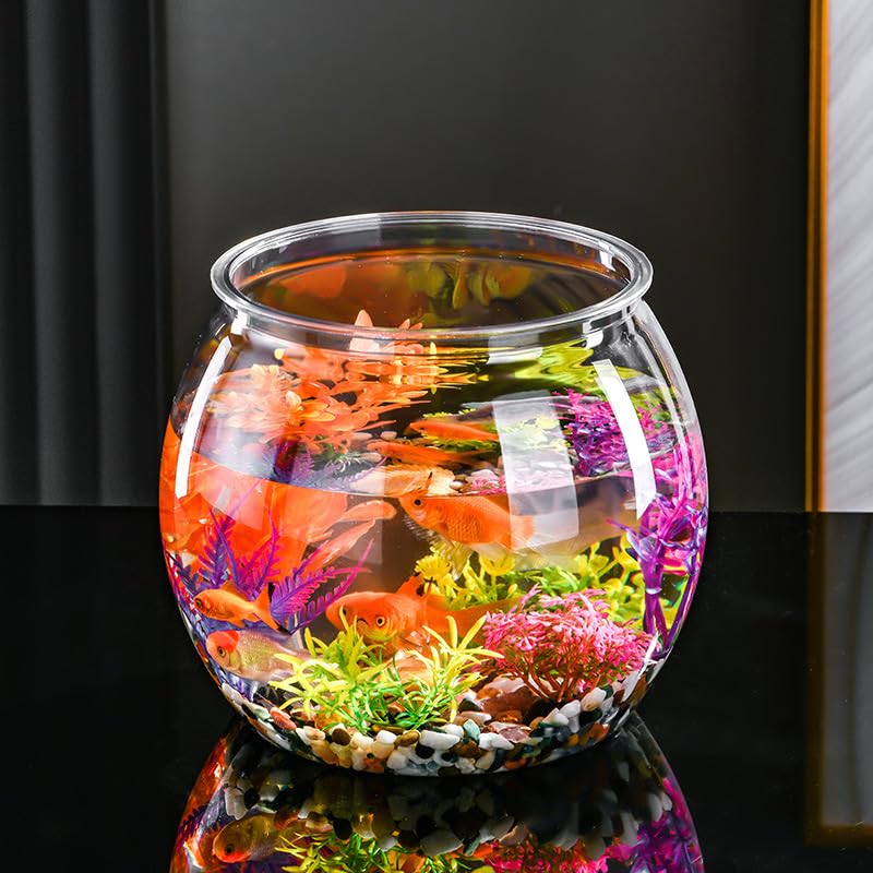 5 Gallon Crystal Clear Shatterproof Plastic Round Fish Tank | Crystal clear multi-use bowl for terrarium, flower vase and home decor, lightweight decorative tank for fish lovers