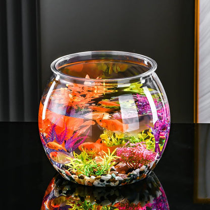 5 Gallon Crystal Clear Shatterproof Plastic Round Fish Tank | Crystal clear multi-use bowl for terrarium, flower vase and home decor, lightweight decorative tank for fish lovers