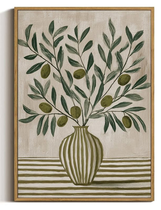 XJYISUO Vintage Framed Wall Art Olive Branch Canvas Art Botanical Pictures Wall Decor Rustic Paintings Farmhouse Artwork For Kitchen Dining Room Living Room - color: Floral-3, size: 10"L x 8"W