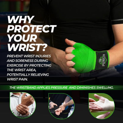 ProShield Boxing Wraps| 180-Inch Bandages| Boxing Hand Wraps Protection for Muay Thai MMA and Kickboxing - color: Green, size: 157"
