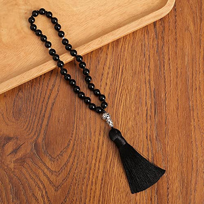 Tasbih Prayer Beads Allah & Muhammad Islamic Prayer Rosary Muslim Islam Misbaha Tasbeeh Sibha 99 Prayer Beads Necklace 33 Prayer Beads Bracelet - color: 8mm Black Onyx+33 Beads