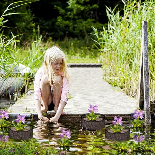 EBaokuup 4 Pcs Aquatic Pond Planting Bags-7.1" H x 7.2" Dia Reusable Mesh Water Garden Pond Plant Pot-Breathable Black Round Lily Plant Pots for Pond Bog Plant Garden Terrestrial Plant - color: Black, size: Round