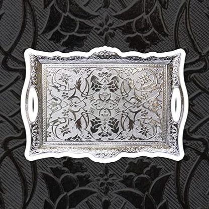 Alisveristime Big Square Zamac Serving Tray, 14.5 x 9.85 in (Silver) - color: Silver