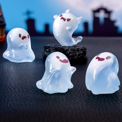 Y&ICrafts Cute Luminous Halloween Ghost Dolls, Glow in The Dark Ghost Fish Tank Aquarium Décor, Mini Ornaments for Desktop, Micro Landscape Creative Decoration Accessories (Mini, 6, PCS)