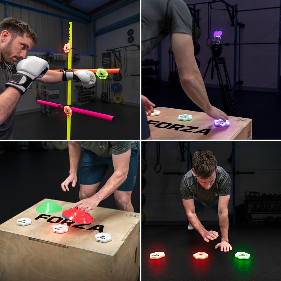 METIS Forza Reaction Training Lights | Speed & Agility Training Tool with App Integration – LED Reaction System for Athletes, Fitness, Sports & Rehab - size: Pack of 8