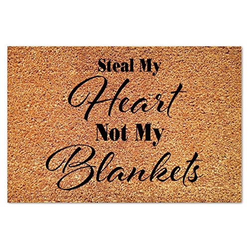 Steal My Heart Not My Blankets Coir Mat Rug Bible Scripture Funny Weather Resistant Non Slip Mat for Front Porch Entrance Home Entryway 16x24in - color: Style-10, size: 2' x 1'4" (Rectangular)