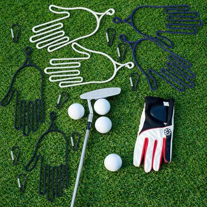 Simgoing 6 Pcs Golf Gloves Holder with 6 Metal Hanging Hooks Golf Gloves Stretcher Support Keeper Drying Rack Tool Accessories Men Women Golfer - color: Blue,White,Black
