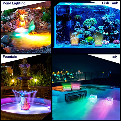 LOFTEK Submersible LED Pool Lights with Magnet & Remote, 13 LEDs Color Changing Rechargeable Underwater Pool Lights, Waterproof Swimming Pool Lights for Pond, Hottub (4 Pack-Rechargeable-II) - size: 4 Pack-Rechargeable-II