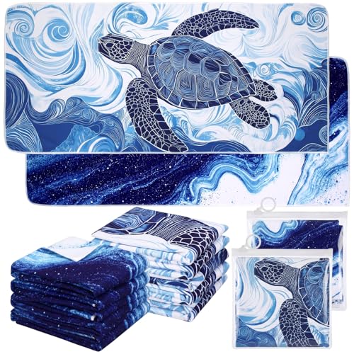 12 Pack Blue Ocean Cooling Towels 35" x 15" Instant Evaporative Cooling Neck Towel with Storage Bag, Reusable Microfiber Soft Ice Towel for Sports, Running, Swimming, Travel, Yoga, Hiking - style: Nautical