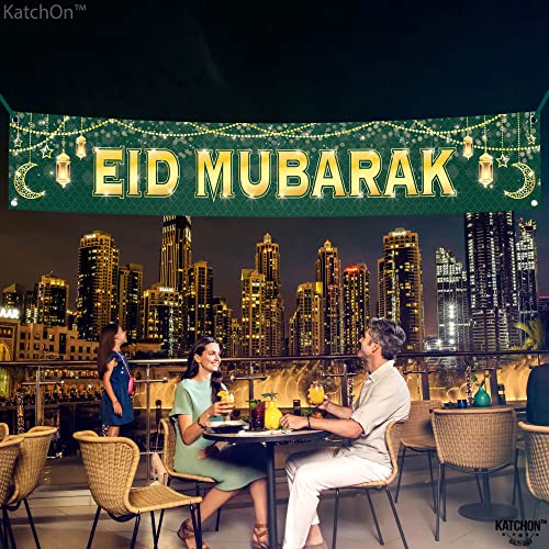 KatchOn, Large Eid Mubarak Banner – 120x20 Inch | Green Eid Decorations for Home, Eid Sign, Eid Mubarak Yard Banner, Perfect for Eid al-Fitr Decorations & Eid al-Adha Celebrations