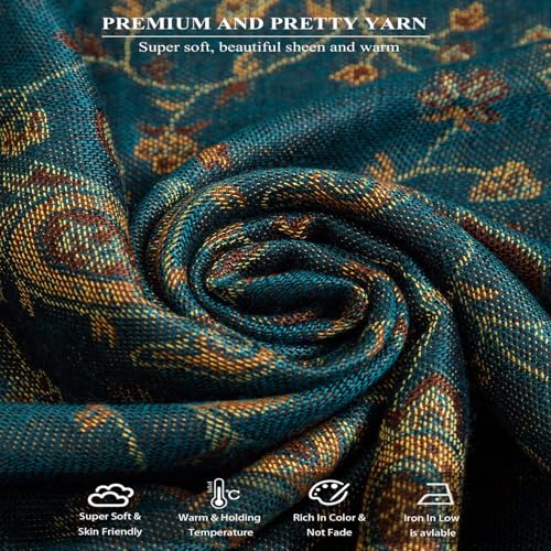 TUSHUSTY Pashmina Feel Shawls Wraps Rave Scarf for Women Soft Silky Reversible Men Scarves Hijab - color: Dark Green