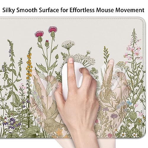 Flower Mouse Pad - Large, Abstract White, Floral Texture, Keyboard Mat, Gaming | 27.5x11.8 in - color: Plant Flower-white