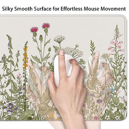 Flower Mouse Pad - Large, Abstract White, Floral Texture, Keyboard Mat, Gaming | 27.5x11.8 in - color: Plant Flower-white
