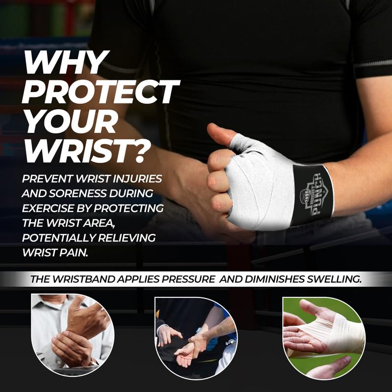 ProShield Boxing Wraps| 180-Inch Bandages| Boxing Hand Wraps Protection for Muay Thai MMA and Kickboxing - color: White, size: 157"