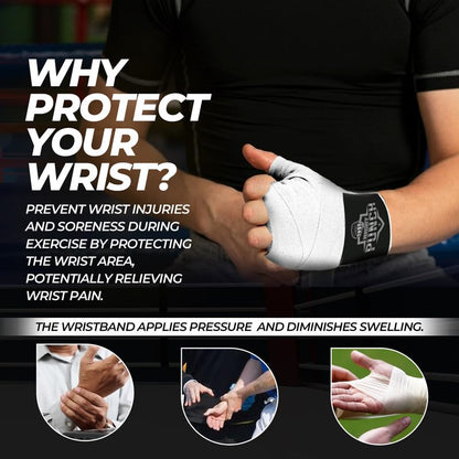 ProShield Boxing Wraps| 180-Inch Bandages| Boxing Hand Wraps Protection for Muay Thai MMA and Kickboxing - color: White, size: 157"