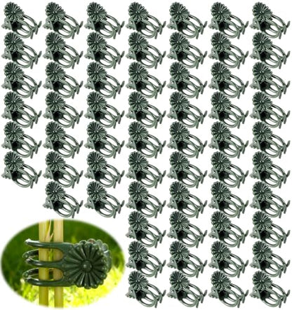 100 Pcs Orchid Clips for Plants Support, Plastic Clips for Plants to Secure Vines & Stems (Green, 2.1 x 1.3 Inches)