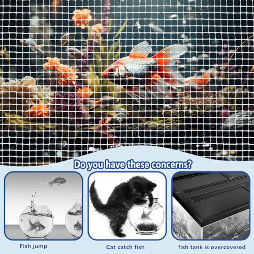 Clear Mesh Netting, Aquarium Lid, Fish Net for Fish Tank Cover, Fish Tank Lid, Plastic Mesh Screen for Aquarium Net, Aquarium Top Cover, 4 x 5 feet