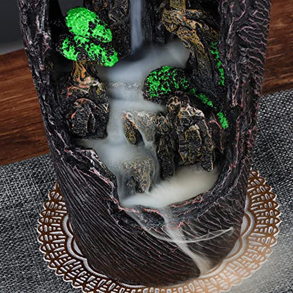DOBEHOME Mountain Waterfall Incense Burner Backflow Incense Burner Incense Smoke Waterfall with 100 Backflow Incense Cones，Tweezer，Mat (Vase Shape)