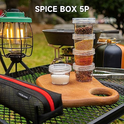 Portable Camping Spicing Travel Set, Spicing Storage Bag With 5 Seasoning Bottle Picnics Fishing Barbecue Seasoning Box Keep Spices Dry