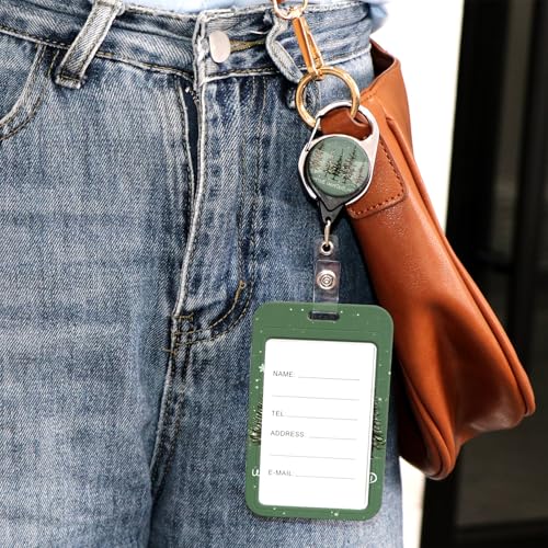 Sage Green Lanyard Badge Holder Retractable Clip, Vertical ID Card Protector & Badge Reel with Belt Clip for Women Nurse Teacher Student - color: Winter Wonderland
