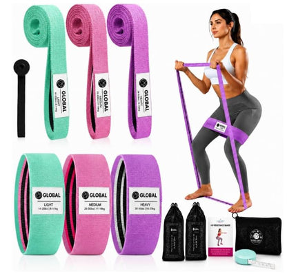 12 PCS Resistance Bands Set for Working Out – Fabric Booty & Long Exercise Bands for Women & Men with 3 Carry Bags, Door Anchor, Measuring Tape & Workout Guide