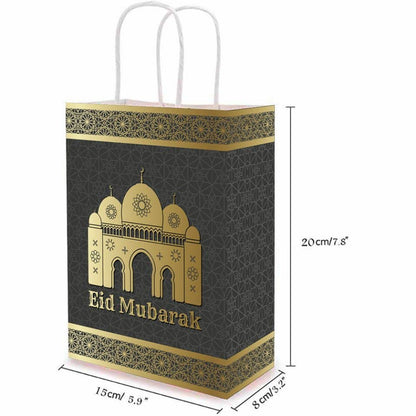 CRAWPROP Eid Mubarak Party Paper Bags Candy Gift Bags Paper Gift Bags Muslim Ramadan Party Supplies Wedding Ramadan Party Favors(Pack Of 12)