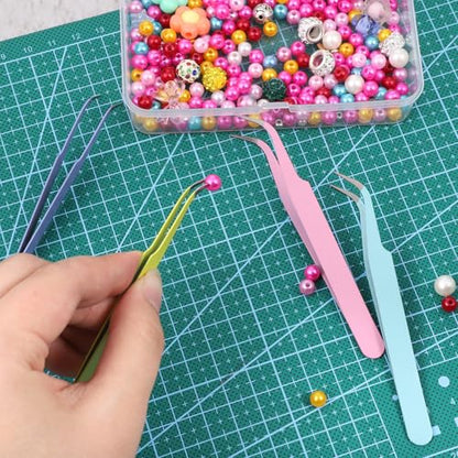 4 PCS Stainless Steel Curved Craft Tweezers, Precision Crafting Tweezer Multipurpose Craft Tweezers Tools for Intricate Projects Scrapbooking Cardmaking Stickers Dried Flowers, Multicolor