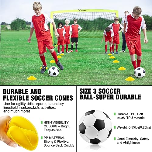 X-UMEUS Agility Ladder Speed Training Equipment Set, Kids Soccer Goals for Backyard Set of 2, 6x4 ft, Soccer Goal Training Equipment for Kids Youth