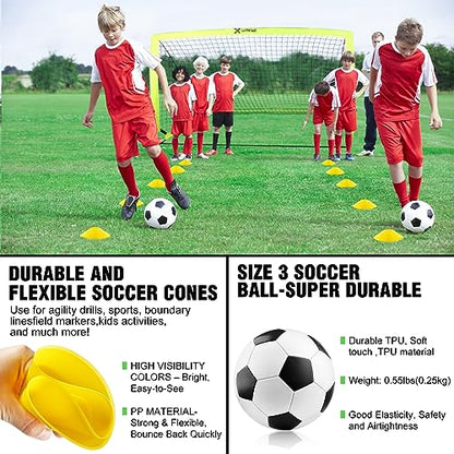 X-UMEUS Agility Ladder Speed Training Equipment Set, Kids Soccer Goals for Backyard Set of 2, 6x4 ft, Soccer Goal Training Equipment for Kids Youth