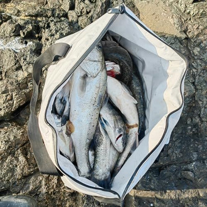 Buffalo Gear Insulated Fish Cooler - 27.5QT 58QT Waterproof Flat Bottom Bag, Leakproof and Fishing Kill Bag - color: White-27.5QT