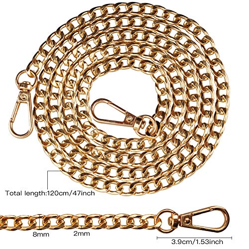 Purse Chain Replacement - 6 Pack DIY Shoulder Cross Body Bag Chains for Wallet, Handbag, Metal Hand Bag (47 Inch/pcs)