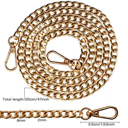 Purse Chain Replacement - 6 Pack DIY Shoulder Cross Body Bag Chains for Wallet, Handbag, Metal Hand Bag (47 Inch/pcs)