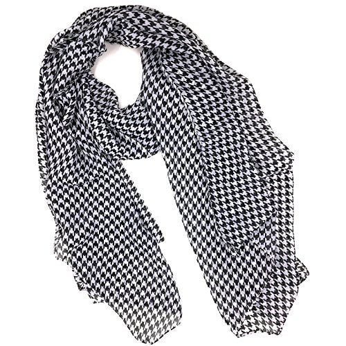 Tapp Collections™ Fashionable Soft Chiffon Scarf - color: Houndstooth / Black White