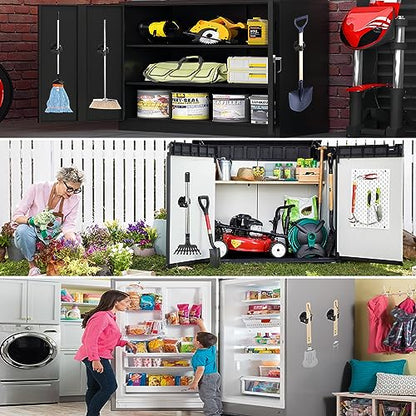 ULIBERMAGNET Magnetic Mop Broom Holder,6 Pack Heavy Duty Movable Magnetic Broom Holder Rack,Anti-slip Wall Mounted Utility Storage Mop Shovel Hanger for Garage, Kitchen, Laundry, Garden - style: 12LB 2PCS Silver&Black Magnetic Mop Holder
