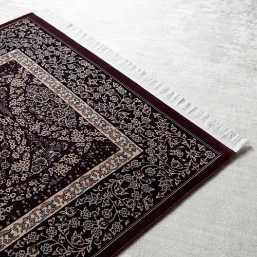 Modefa Velvet Prayer Rug - Soft Plush Turkish Janamaz Sajada Carpet for Men and Women - Luxury Velvet Wide Floral Prayer Mat Ramadan Eid Gift (Dark Maroon) - color: Dark Maroon