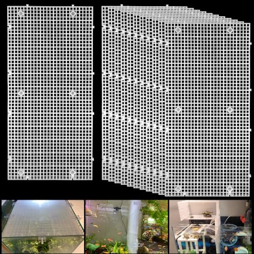 Plastic Egg Crate Grip Panel Fish Tank Divider Aquarium Divider Filter Bottom Fish Tank Isolation Board Egg Crate Tray (White, 12pcs 11.8X5.9 Inch with 0.15 Inch Hole) - color: White, size: 12pcs 11.8X5.9 Inch with 0.15 Inch hole