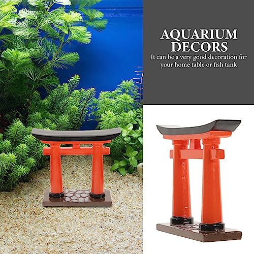 Japanese Torii Gate Fish Tank Decorations Japanese Micro Landscape Decoration Oriental Pagoda Garden Statue Resin Fish Decorations for Tanks