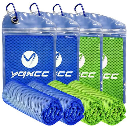 YQXCC 4 Pack Cooling Towels 40"x12", Cool Ice Towels for Neck & Face | Cooling Neck Wraps, Soft Breathable Microfiber Chilly Towels, Ideal for Gym, Yoga, Golf, Running, Camping & Hot Weather - color: 2 Dark Blue, 2 Green
