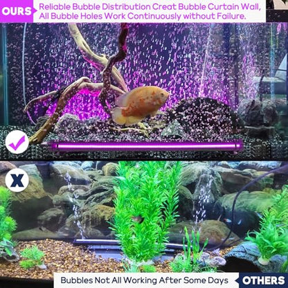 Submersible Fish Tank Aquarium Light: Underwater Aquarium Bubble Lights with Adjustable Brightness Colors -IP68 Waterproof Bubble Lights with Remote and Suction Cups for 20-25 inch Aquarium Fish Tank - size: 20 inch Nanoscale Bubbles