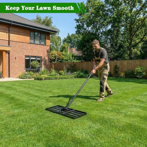 Lawn Leveling Rake 30x10 inch - Professional Ground Leveler for Soil & Sand, 6.5FT Ergonomic Long Handle Landscape Rake for Garden, Backyard, Top Dressing , Black - size: 30x10inch-6.5FT