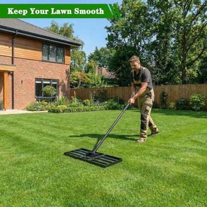 Lawn Leveling Rake 30x10 inch - Professional Ground Leveler for Soil & Sand, 6.5FT Ergonomic Long Handle Landscape Rake for Garden, Backyard, Top Dressing , Black - size: 30x10inch-6.5FT