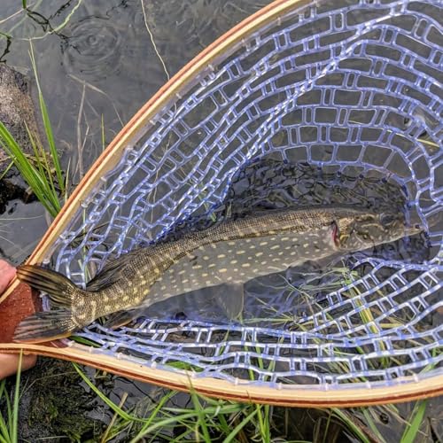 Fly Fishing Landing Net Soft Rubber Mesh Trout Net with Handle Catch and Release Nets Freshwater Saltwater Wooden Nets Gifts for Father Men