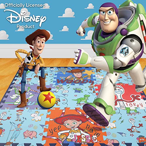 Disney Pixar Toy Story EVA Foam Mat, The Crew Interlocking EVA Foam Flooring Tiles, Blue, 36 x 36 Inches