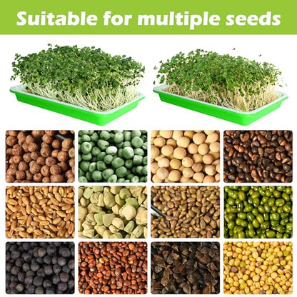 EBaokuup 10 Pack Seed Sprouter Tray with Drain Holes - BPA Free Seed Garden Plant Germination Propagation Trays, Soil-Free Wheatgrass Tray Sprouter Microgreens Growing Kit with Germinating Paper - color: Green,10pack